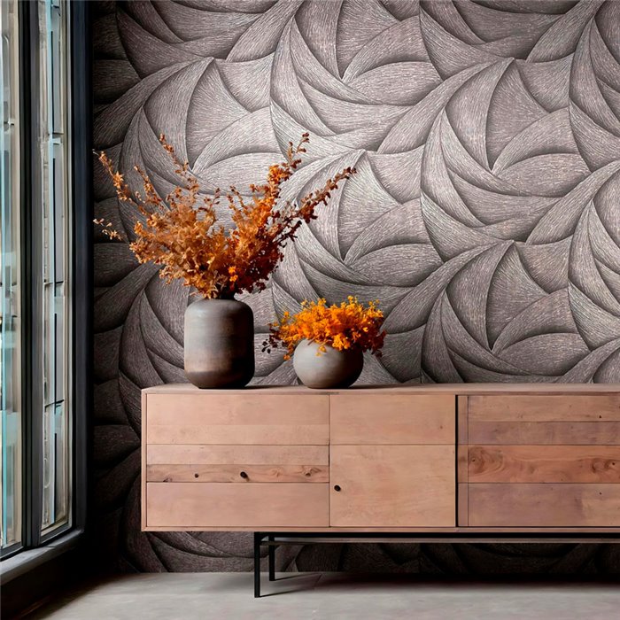 Marburg|Tapete 3D Wellen in modernem Schwarz und Bronze|Modern