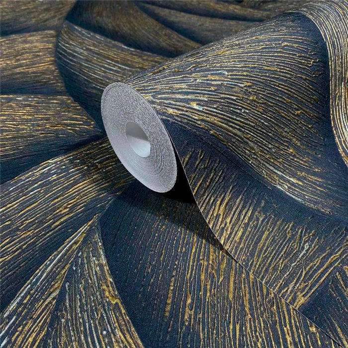 Marburg|Papier Peint Vagues 3D noir et or moderne|Papier Peint