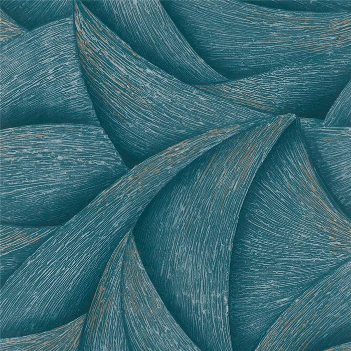 Marburg|Papel pintado Ondas 3D plata y azul moderno|Moderno