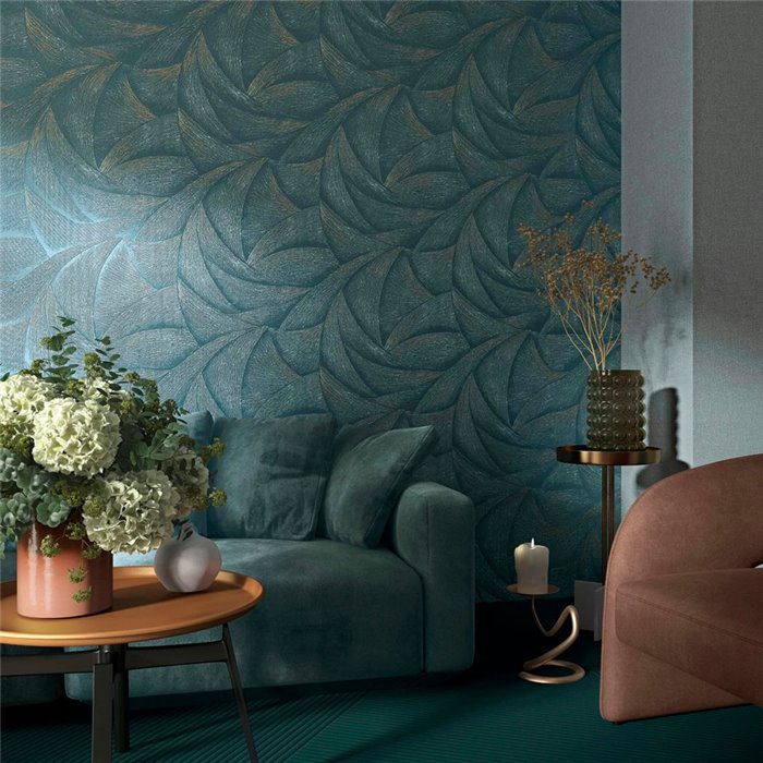 Marburg|Wallpaper Modern silver and blue 3D waves|Modern