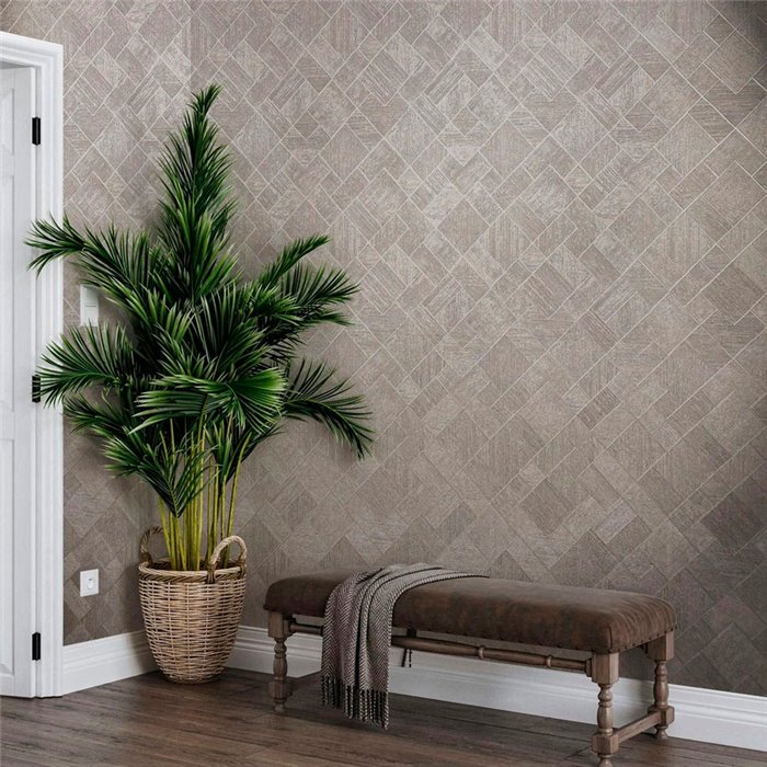 Marburg|Modern greige geometric Wallpaper|Contemporary