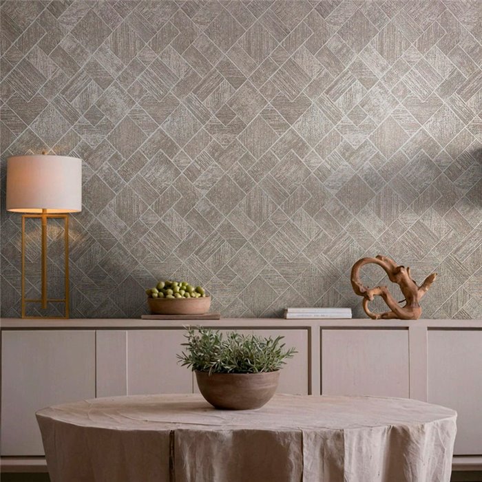Marburg|Modern greige geometric Wallpaper|Contemporary