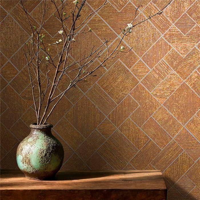 Papel pintado geométrico dorado moderno - Marburg Ritus 35513