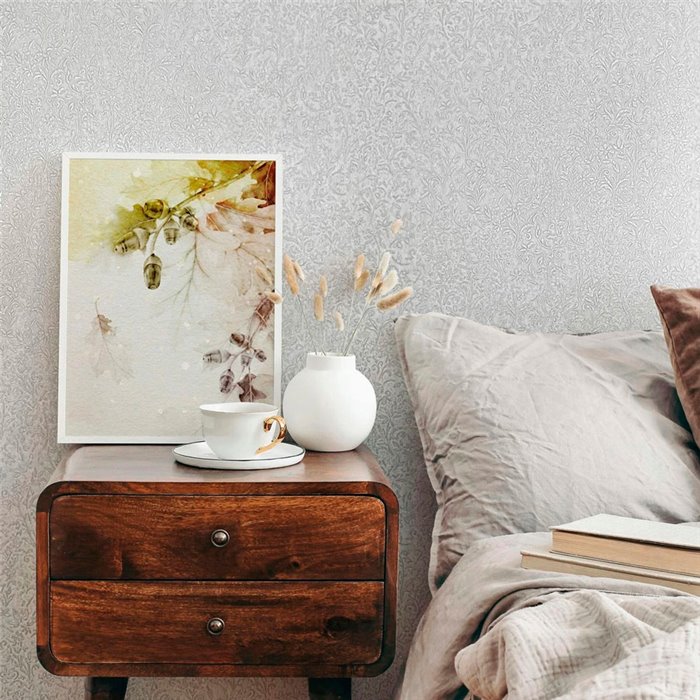 Marburg|Papier Peint floral ornemental blanc damas|Romantique