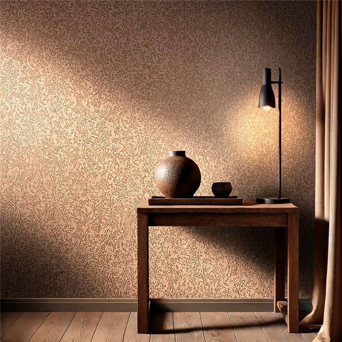 Marburg|Papier Peint floral ornemental marron et doré damasquiné|Floral
