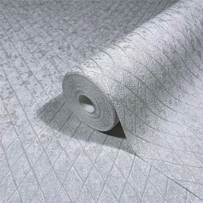 Papel pintado enrejado patrón de diamantes gris claro - Marburg Ritus 35536