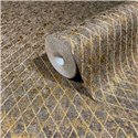 Marburg|Wallpaper lattice; golden and black diamond pattern|Modern