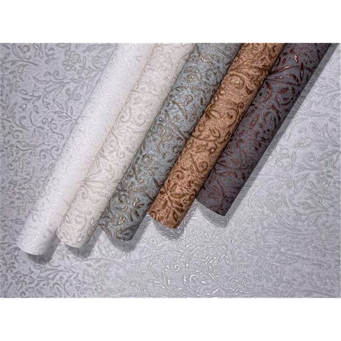 Marburg|Papier Peint floral ornemental gris et cuivre damasquiné|Floral