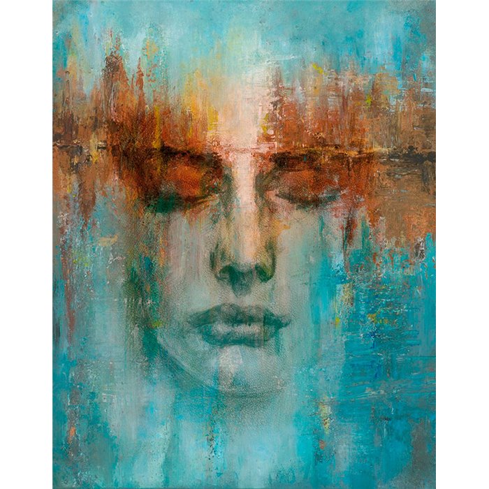 Marburg|Wall mural serene face in turquoise|Wallmurals