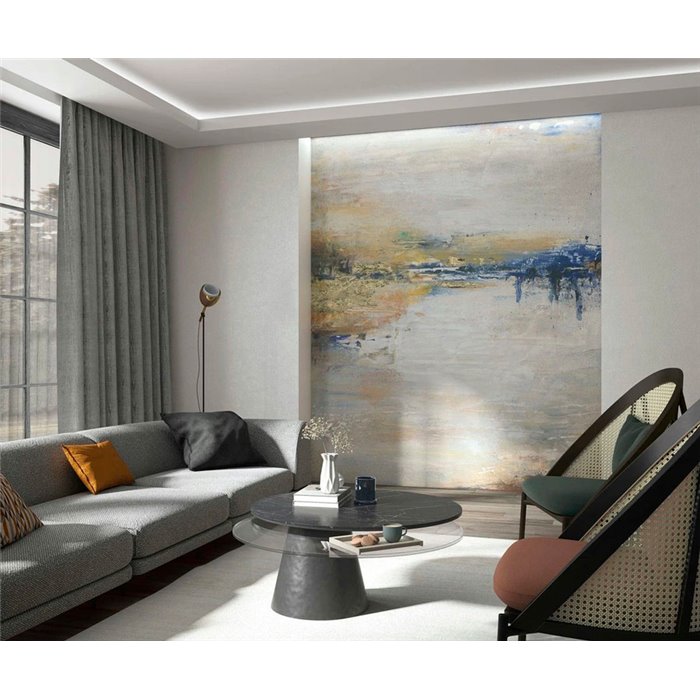 Marburg|Wandbild abstrakte Landschaft beige blau|Wandbild