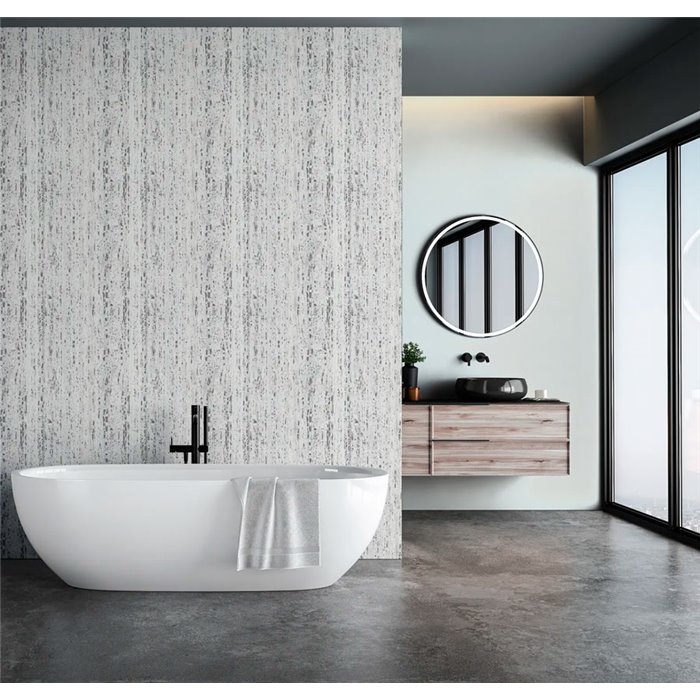 Marburg|Wallpaper contemporary gray and white travertine stone|Marble Imitation