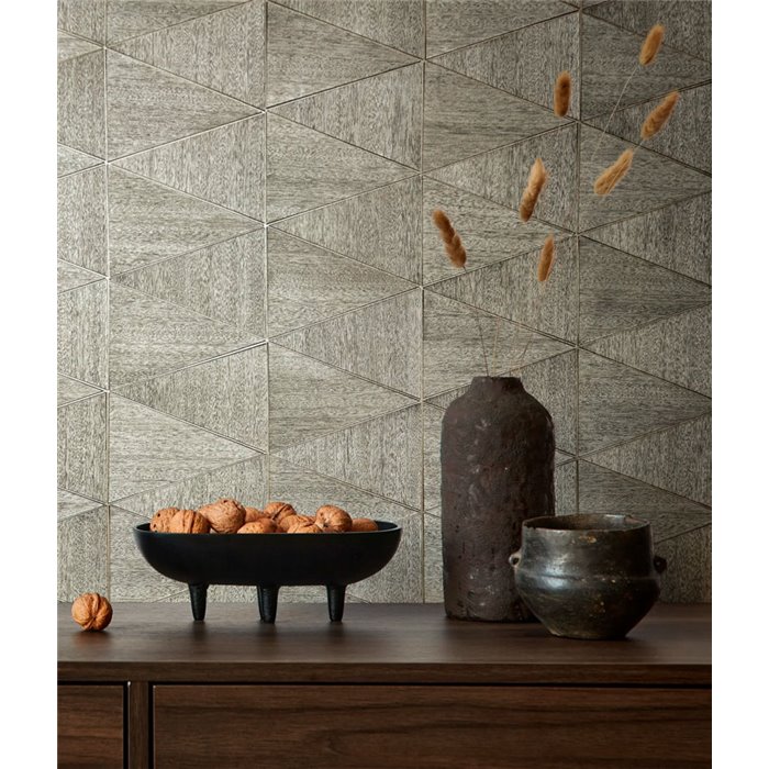 Marburg|Moderne graue geometrische Tapete in Holzoptik|Holzimitat