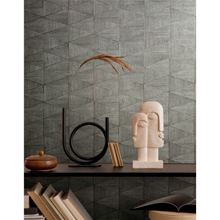 Marburg|Papel pintado geométrico efecto madera gris moderno|Imitacion Madera