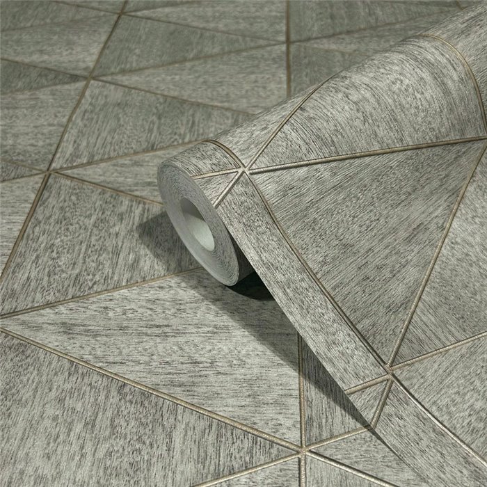 Marburg|Papel pintado geométrico efecto madera gris moderno|Imitacion Madera