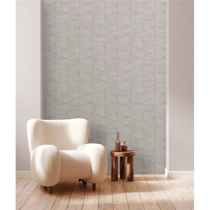 Marburg|Geometrische Tapete mit modernem grau und beige Holzeffekt|Holzimitat