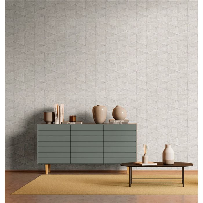 Marburg|Papier Peint géométrique effet bois gris et beige moderne|Imitation Bois