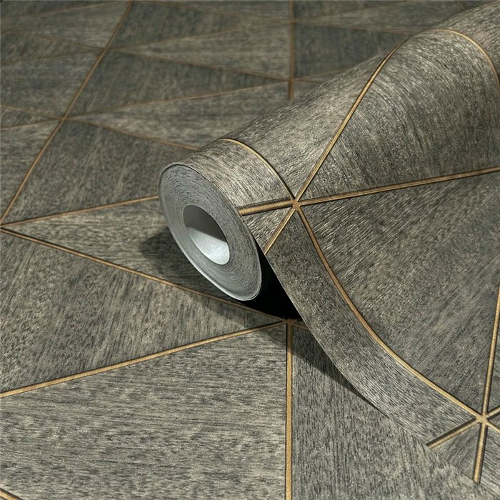 Marburg|Papel pintado geométrico efecto madera marrón moderno|Imitacion Madera