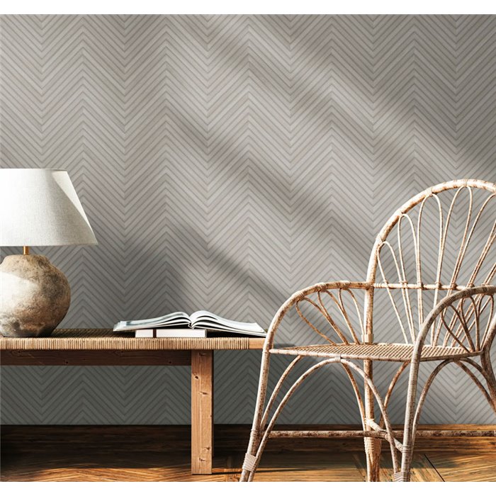 Papel pintado patrón espiga efecto madera gris moderno - Marburg Travertino 33374