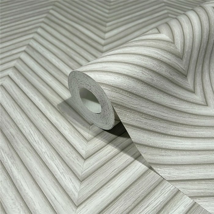 Papel pintado patrón espiga efecto madera gris moderno - Marburg Travertino 33374