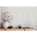 Marburg|Papier Peint motif chevrons effet bois gris et blanc|Imitation Bois