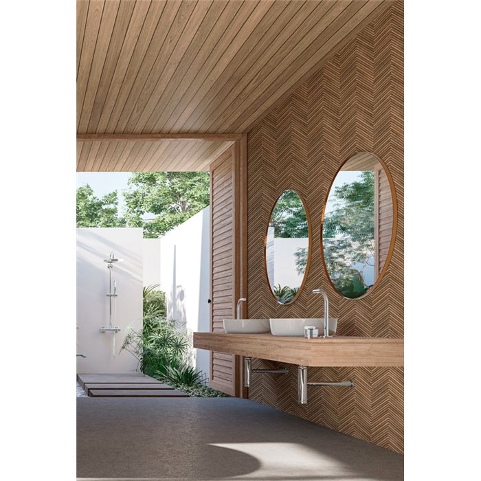Marburg|Papier Peint motif chevrons effet bois marron moderne|Imitation Bois