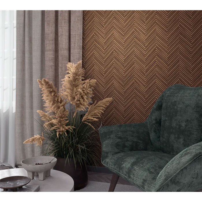 Marburg|Papel pintado patrón espiga efecto madera marrón oriental|Imitacion Madera