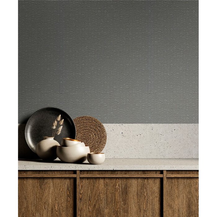 Marburg|Wallpaper woven wicker, modern gray raffia|Raffia Imitation