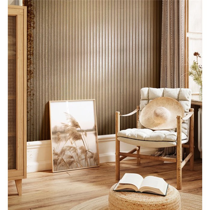 Marburg|Papier Peint panneau acoustique bois or moderne|Imitation Bois