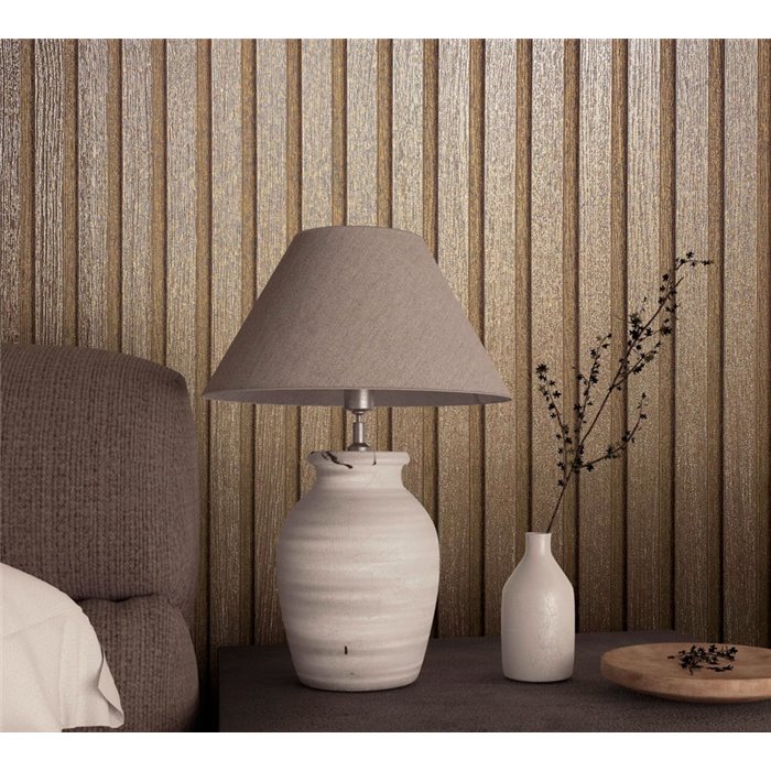 Papel pintado panel acústico madera oro moderno - Marburg Travertino 33396