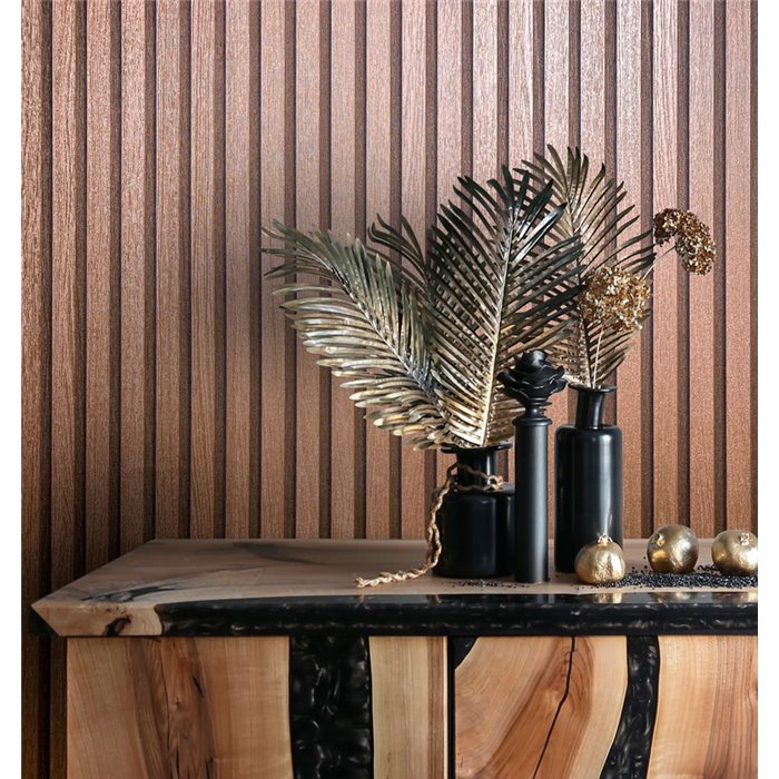 Marburg|Tapete akustisches Holzpaneel modernes Kupfer|Holzimitat