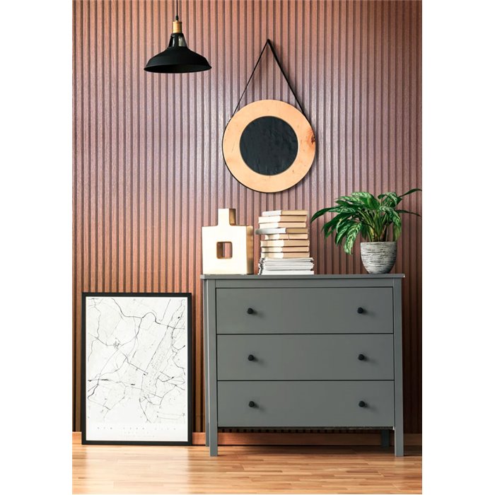 Marburg|Tapete akustisches Holzpaneel modernes Kupfer|Holzimitat