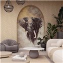 Mural pared elefante artístico tonos tierra - Marburg Travertino 33098