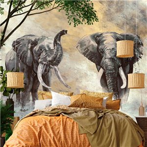 Casadeco|Wall mural village houses and hot air balloons|Wallmurals