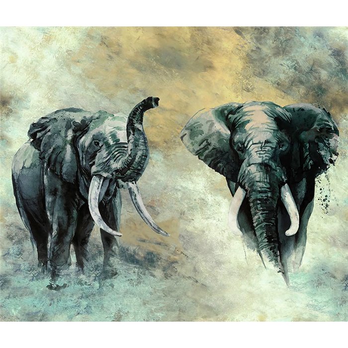 Marburg|Mural pared dos elefantes fondo artístico|Murales de Pared