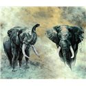 Marburg|Wall mural two elephants artistic background|Wallmurals