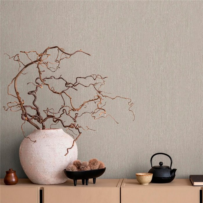 Marburg|Moderne gestreifte braune und beige einfarbige Tapete|Einfarbige Farben