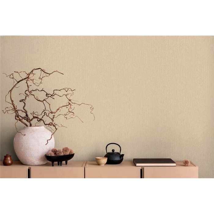 Marburg|Papel pintado liso rayado beige moderno|Colores Lisos