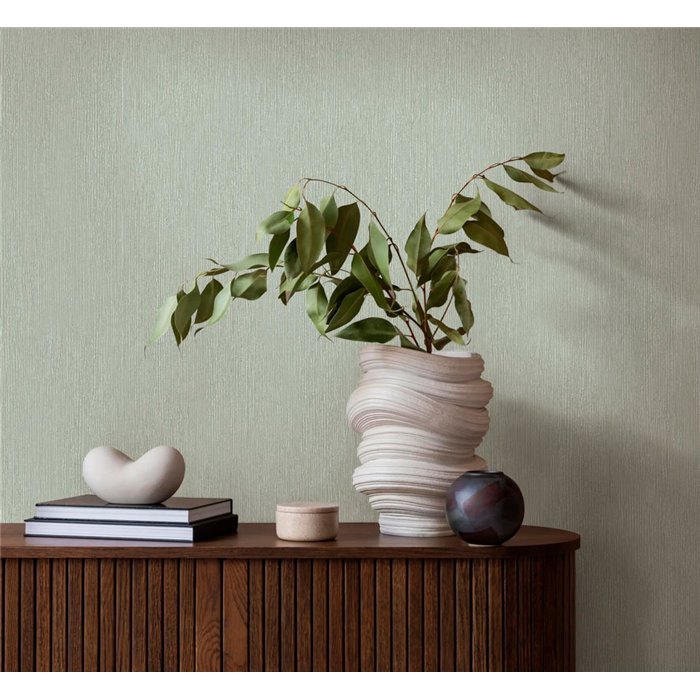 Papel pintado liso rayado verde claro moderno - Marburg Timber 35360