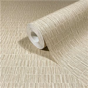 Caselio|Papier peint effet fibre naturelle marron clair|Imitation Raphia