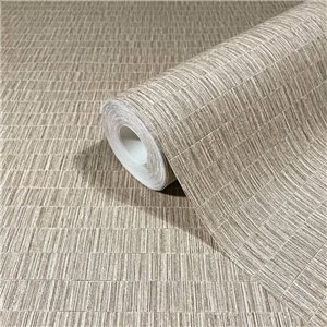 Grandeco|Geometrisches Raute-Muster Tapete Beige|Raffiaimitation