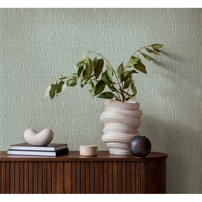 Marburg|Wallpaper with natural fibers in light green|Raffia Imitation