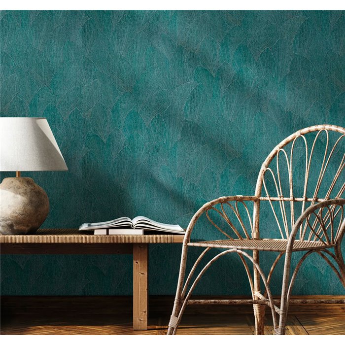 Papel pintado silueta de hojas verde almendra moderno - Marburg Timber 35376