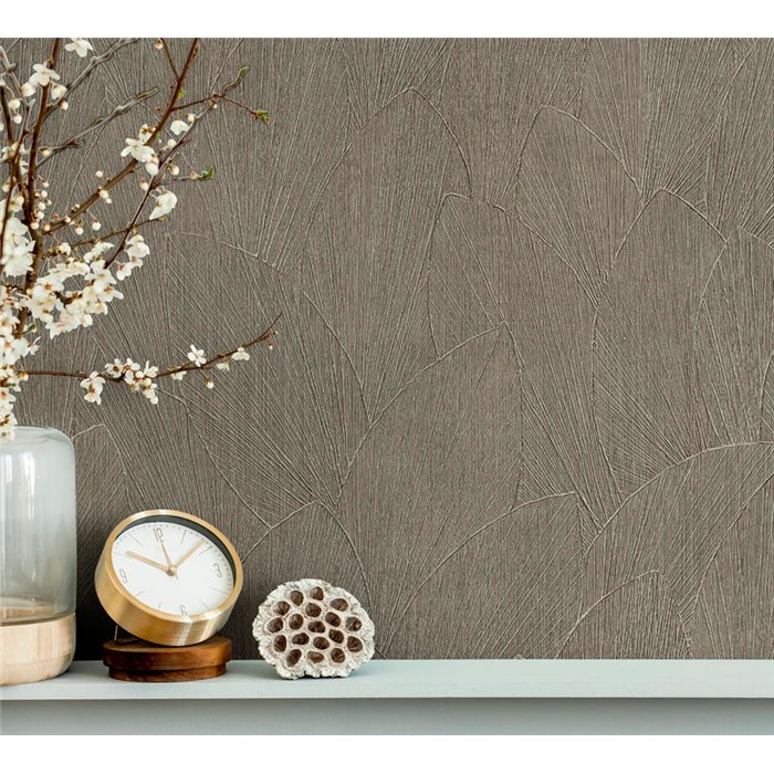 Marburg|Tapete moderne Silhouette von Blättern in warmem Grau|Tapeten