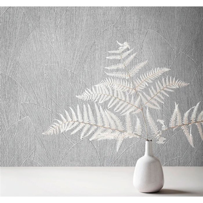 Papel pintado silueta de hojas gris floral - Marburg Timber 35392