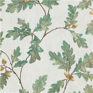 Marburg|Papier Peint feuilles de chêne et glands marron et gris|Floral