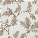 Marburg|Papier Peint feuilles de chêne et glands marron et gris|Floral