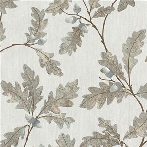 Marburg|Papel pintado hojas de roble y bellotas marrón y gris|Floral