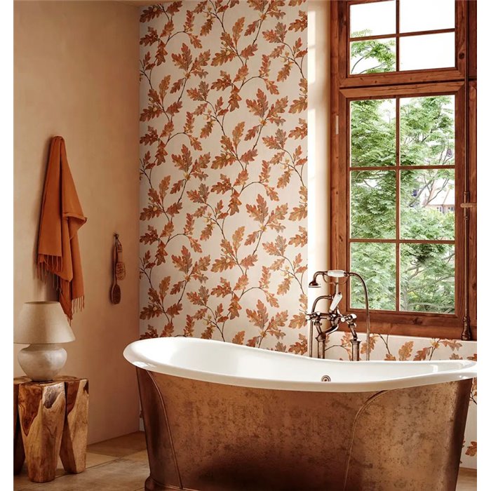 Marburg|Wallpaper oak leaves and brown and gray acorns|Floral