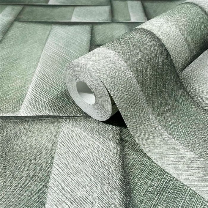 Marburg|Papier Peint blocs de bois 3D vert moderne|Effet 3D