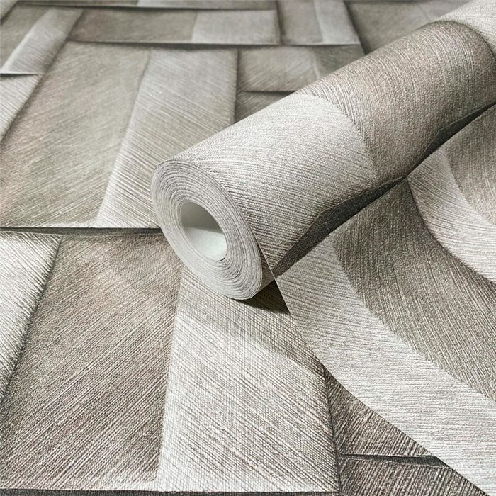 Marburg|Wallpaper white and brown modern 3D wood blocks|3D Effect